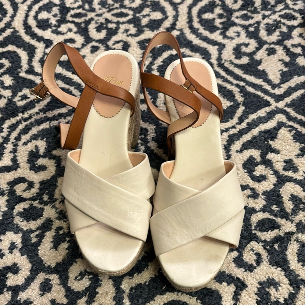 J. Crew Cross Strap Platform Wedge Espadrilles Size 9.5